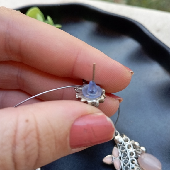 Peacock Baby Pink Ethnic Earrings - Picture 8 of 11